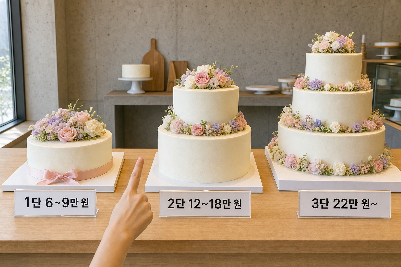 맞춤 케이크 1단부터 3단까지 케이크 가격 비교