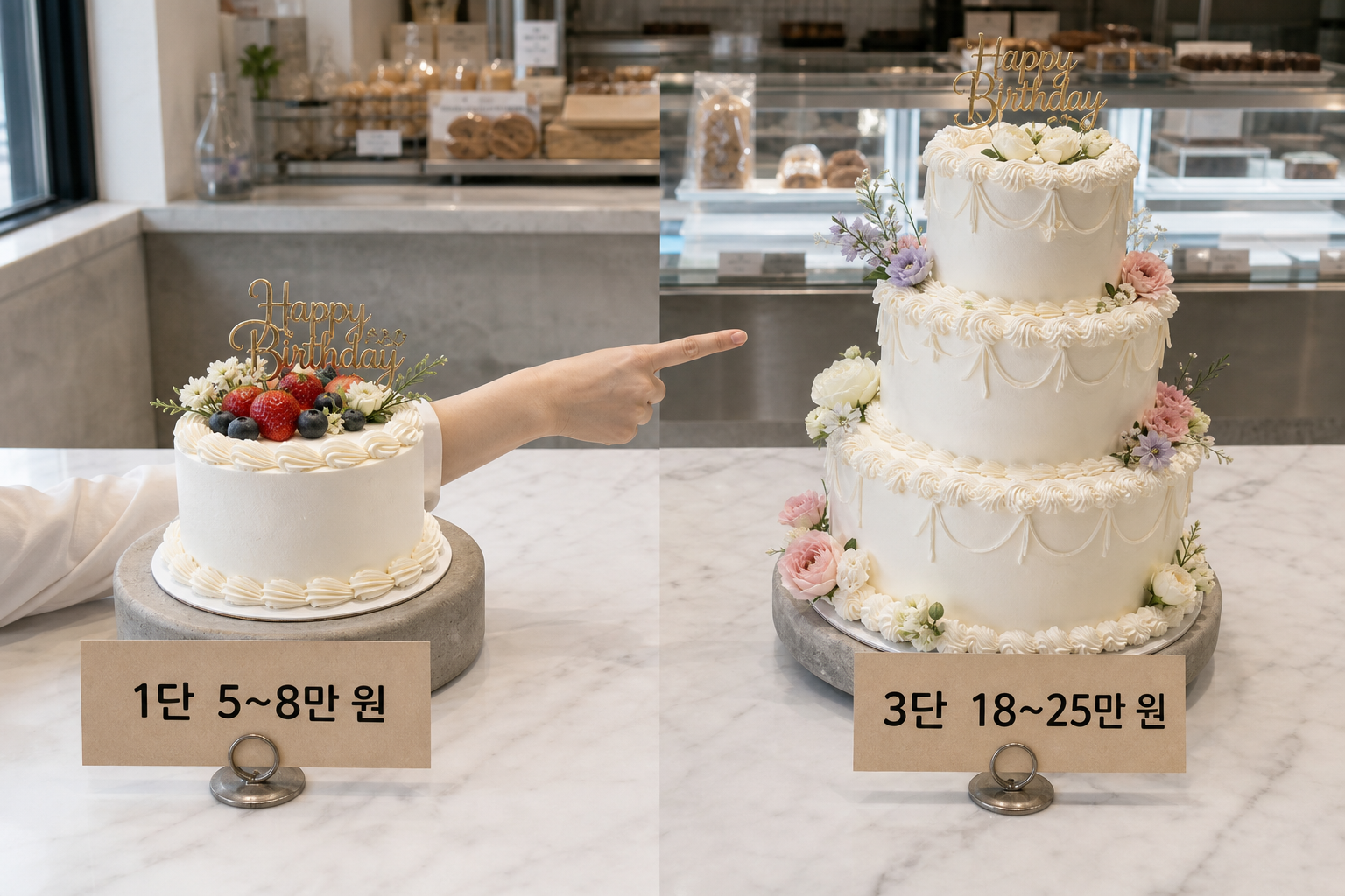맞춤 케이크 1단 3단 가격 비교